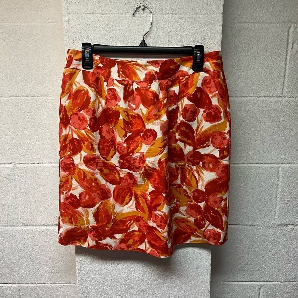 Halogen Orange and Red Pencil Skirt Knee-Length Casual